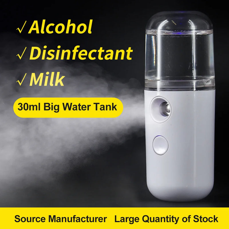 30ml mini umidificador portátil recarregável pequeno sem fio nano pulverizador facial pessoal fabricante de névoa fria umidificador fogger