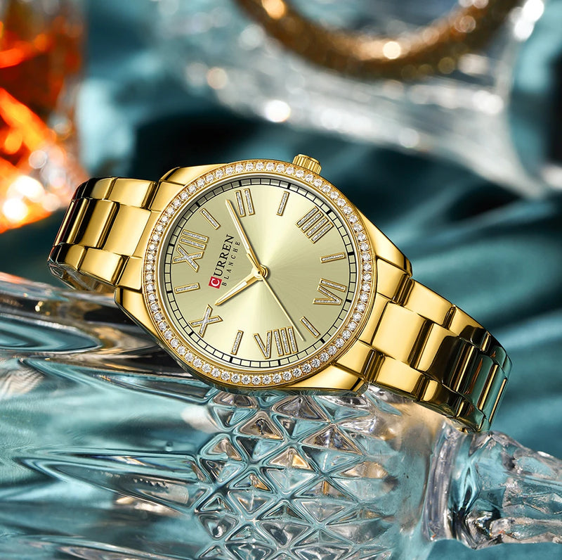 CURREN Relógios femininos luminosos Conjunto casual pequeno mostrador senhoras relógio moda à prova date prova d'água meninas relógio de pulso pulseira presente  feminino