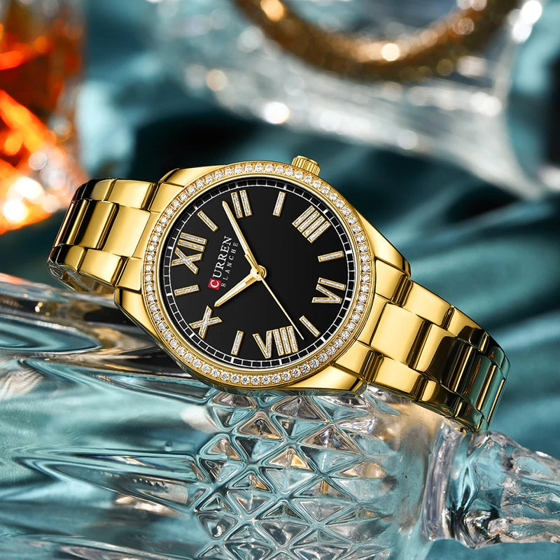 CURREN Relógios femininos luminosos Conjunto casual pequeno mostrador senhoras relógio moda à prova date prova d'água meninas relógio de pulso pulseira presente  feminino
