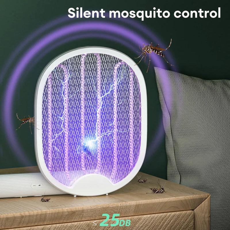 Assassino de mosquito elétrico dobrável mata-moscas armadilha usb recarregável mosquito raquete assassino de insetos com luz uv bug zapper 3000v