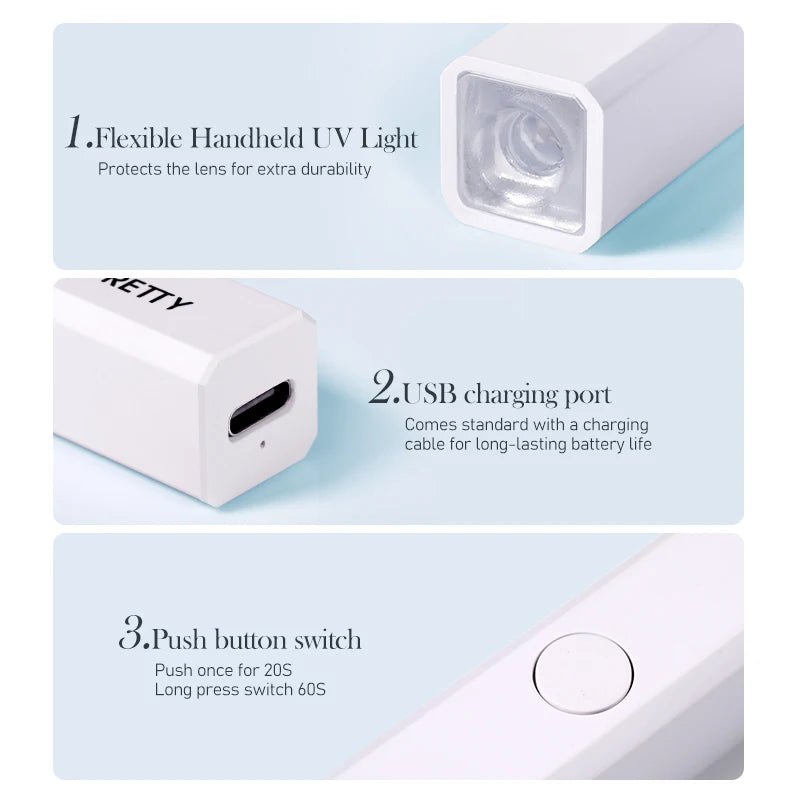 NASCIDO BONITA Luz UV portátil para unhas de gel Mini luz de unha portátil LED lâmpada de unha sem fio recarregável USB secador de unhas 1 peça