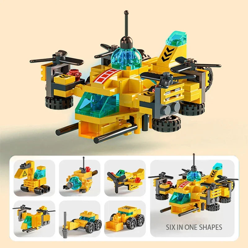 6 em 1 crianças tijolos brinquedos formas de veículo aviação spaceport modelo blocos de construção construção bebê inteligência desenvolvimento presente
