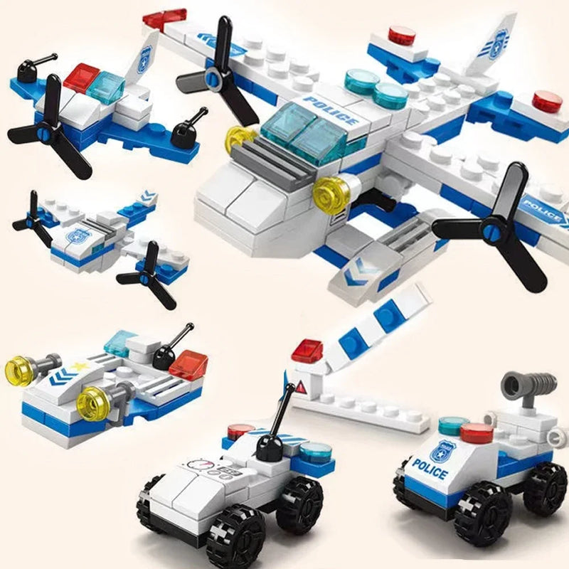 6 em 1 crianças tijolos brinquedos formas de veículo aviação spaceport modelo blocos de construção construção bebê inteligência desenvolvimento presente