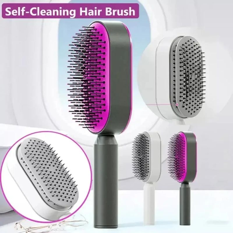 Escova de cabelo auto limpam-te, escova de massagem com almofada de ar 3d, escova de massagem para , limpeza com uma tecla, desembaraça mento, ferramentas de estilo