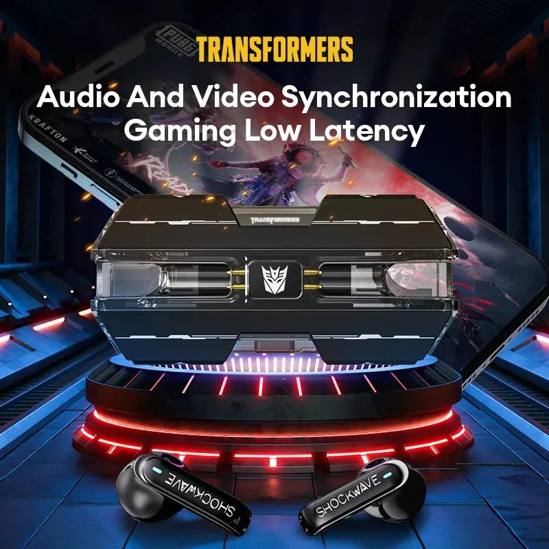 Transformers TF-T01 Gaming Headset TWS Fones de ouvido sem fio Nosie Reduction Bluetooth 5.3 Fones de ouvido esportivos legais com microfone