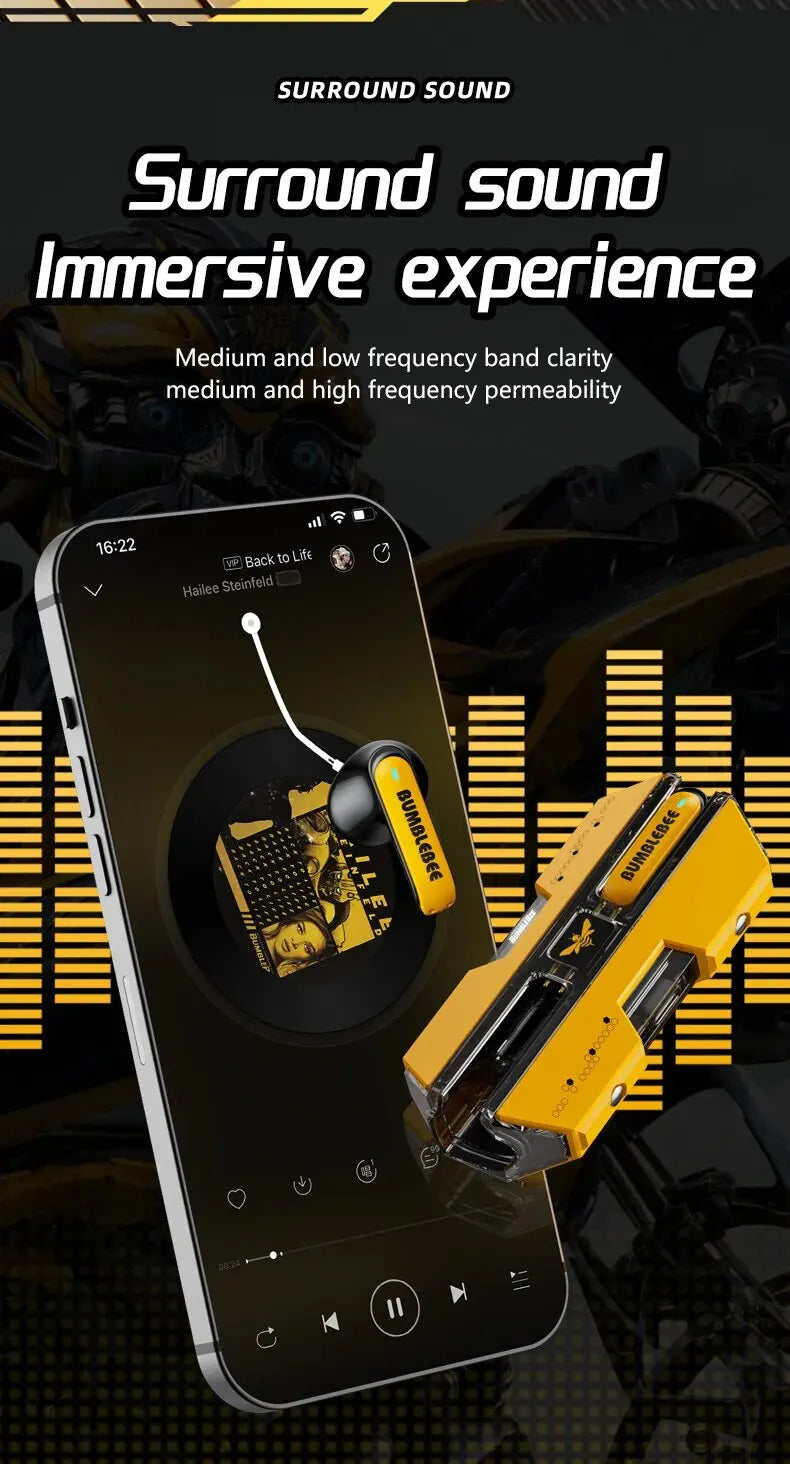 Transformers TF-T01 Gaming Headset TWS Fones de ouvido sem fio Nosie Reduction Bluetooth 5.3 Fones de ouvido esportivos legais com microfone