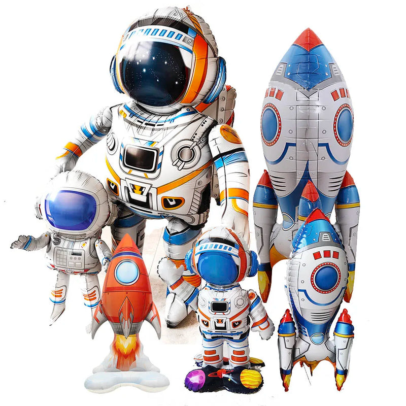 Balão de astronauta espaço em pé 3d spaceman foguete folha balões para crianças meninos universo espaço festa de aniversário decoração favores