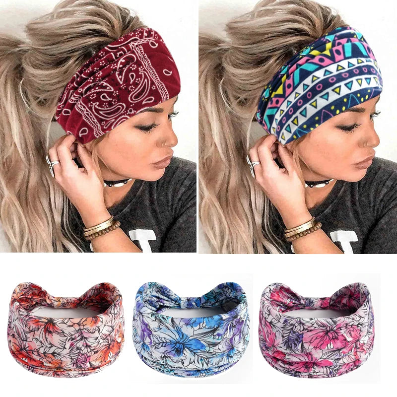 2024 bojo flor impressão ampla headbands vantagem nó elástico turbante headwrap para mulheres meninas algodão macio badana acessórios de cabelo