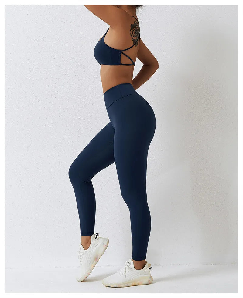 Myzyqg feminino esportes ao ar livre yoga sutiã leggings calça terno à prova de choque cintura alta conjunto de duas peças roupa de treino de fitness terno apertado